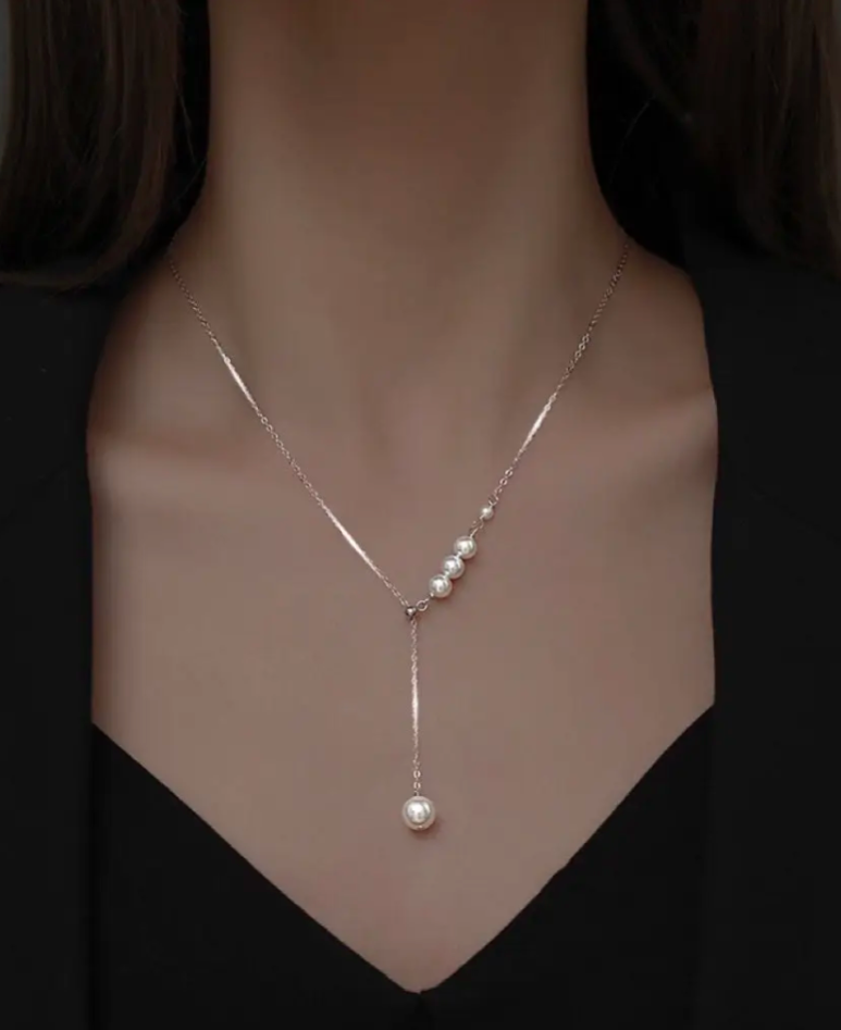 Simple Elegant Pearl Pendant Necklace in 925 Sterling Silver: Silver Cc's Permanent Jewelry Supply
