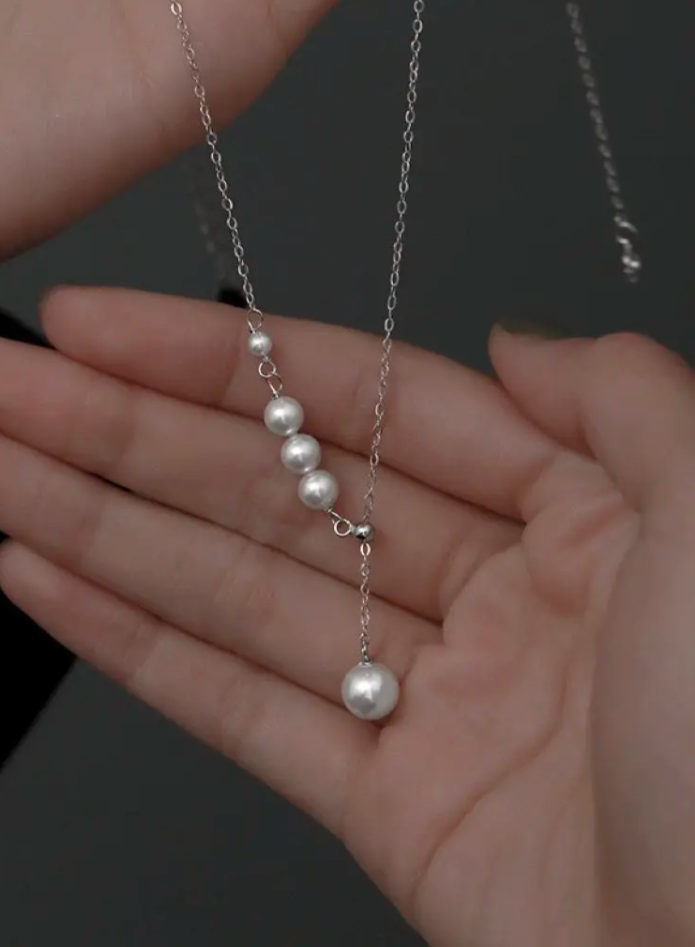 Simple Elegant Pearl Pendant Necklace in 925 Sterling Silver: Silver Cc's Permanent Jewelry Supply