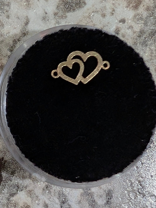 14K Gold Filled Double Heart Connector Cc's Permanent Jewelry Supply