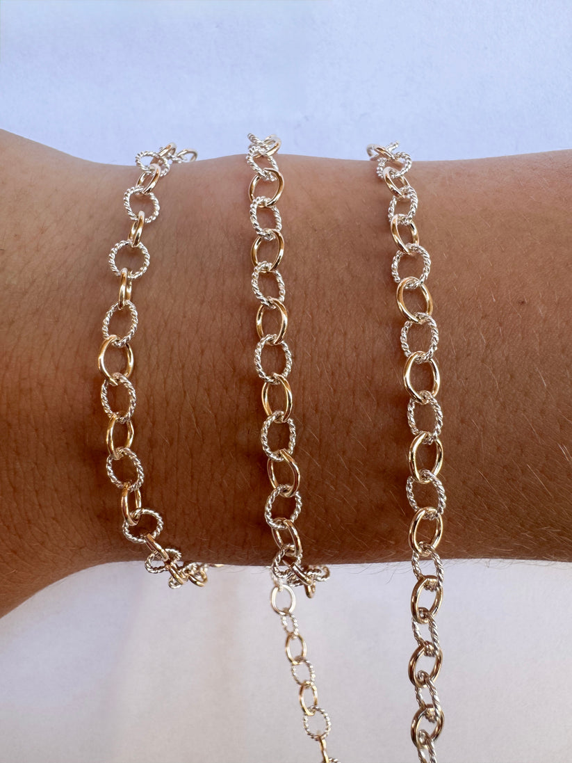 14K Gold Filled with Sterling Silver Medium Cable Chain. Per inch Cc's Permanent Jewelry Supply