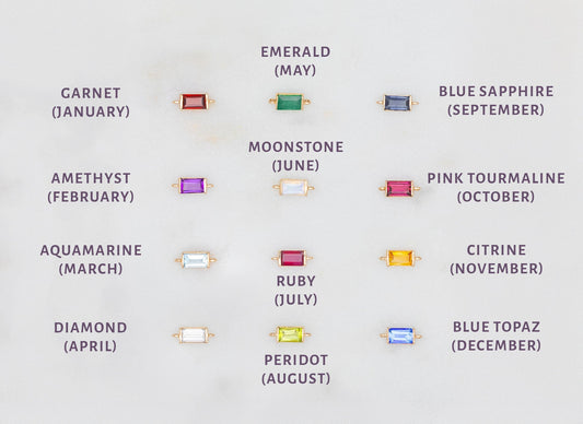 Baguette Birthstone Connectors Cc's Permanent Jewelry Supply
