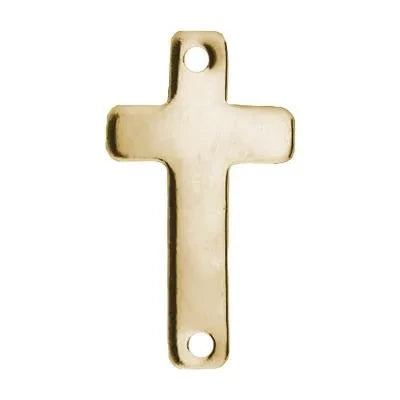 Flat Solid Gold 14K Cross Connector.  Small Halstead