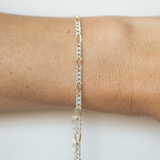 Mixed Metals Figaro Chain- small. Priced per inch. Cc's Permanent Jewelry Supply