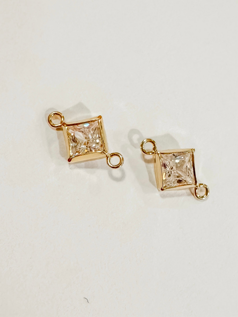 Princess Cut CZ Connectors. PJ Bestie