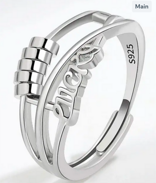 Bead Anxiety Fidget Spinner Ring in 925 Sterling Silver: Lucky Cc's Permanent Jewelry Supply