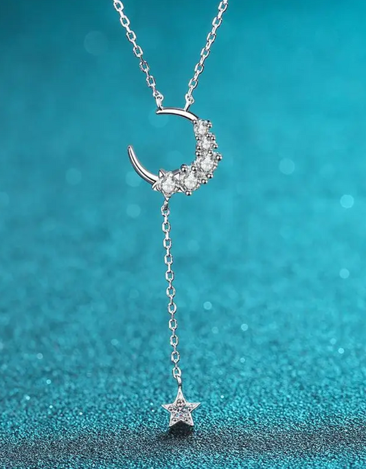 Moissanite Moon Necklace Cc's Permanent Jewelry Supply