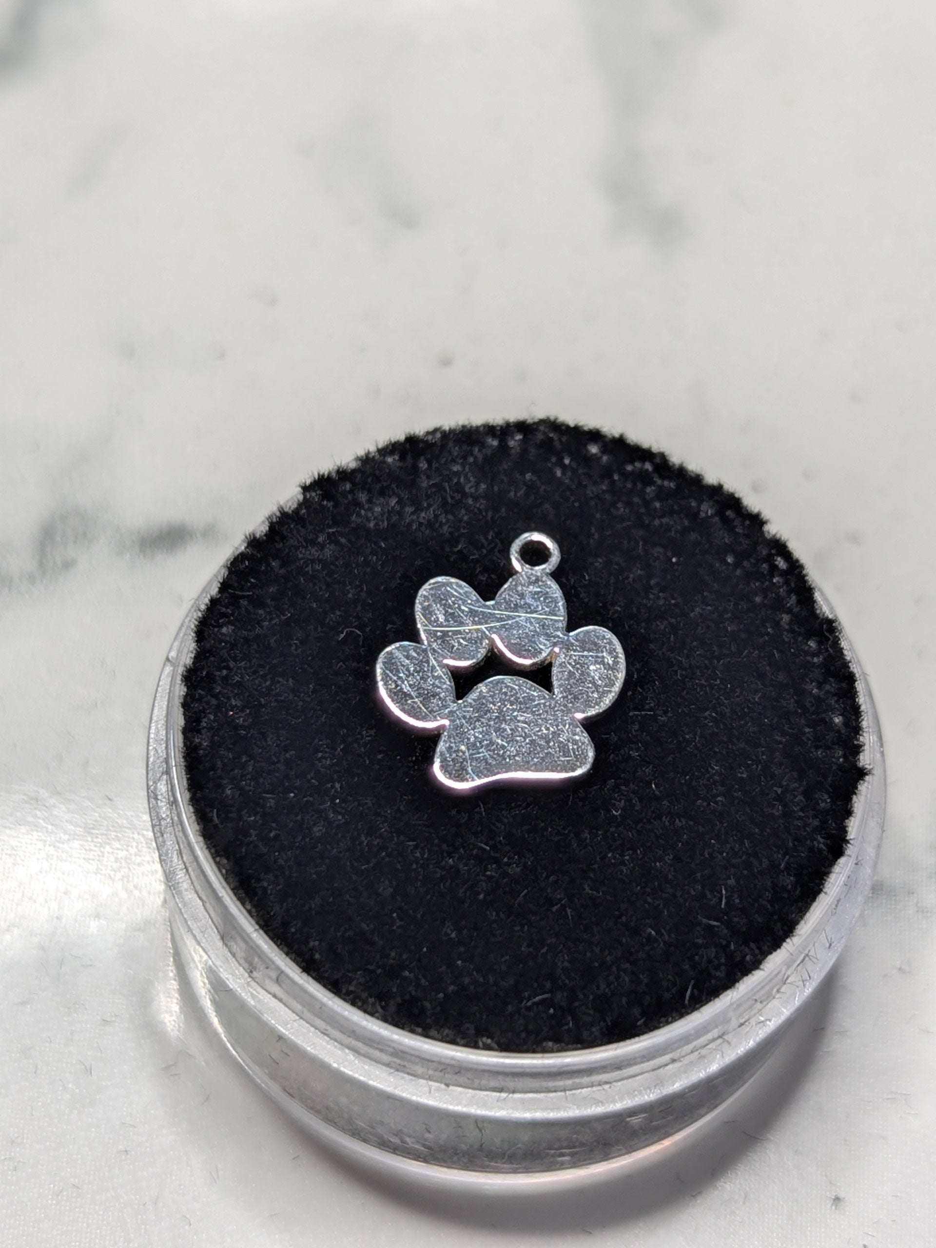 Sterling Silver Paw Print Diagonal Charm My Store