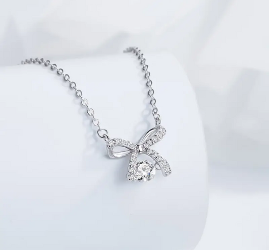 Bow Sparkle Necklace & Earring Set Cc's Permanent Jewelry Supply