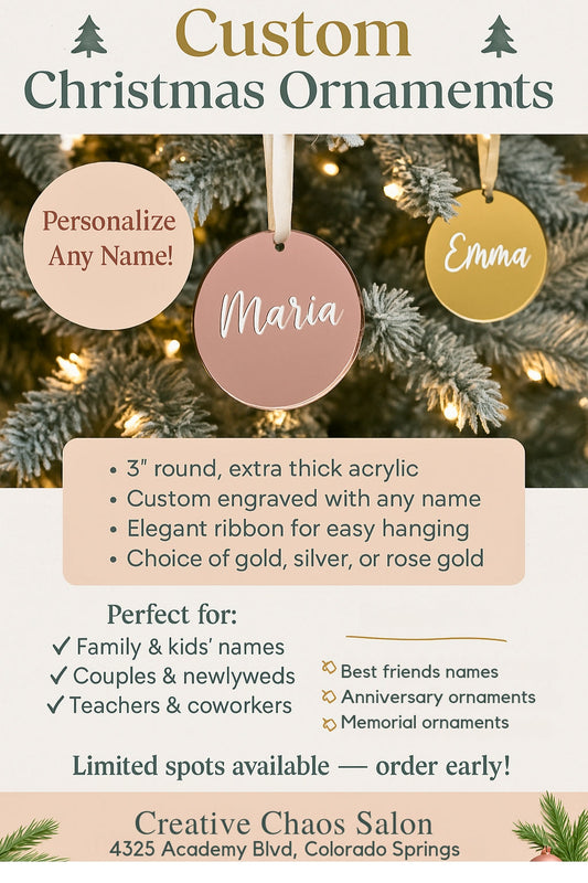 Custom Engraved Christmas Ornaments Cc's Permanent Jewelry Supply