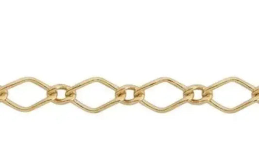 4/20 Gold-filled 2.4mm Long and Short Curbed Links Footage Chain. Sold Per Inch My Store
