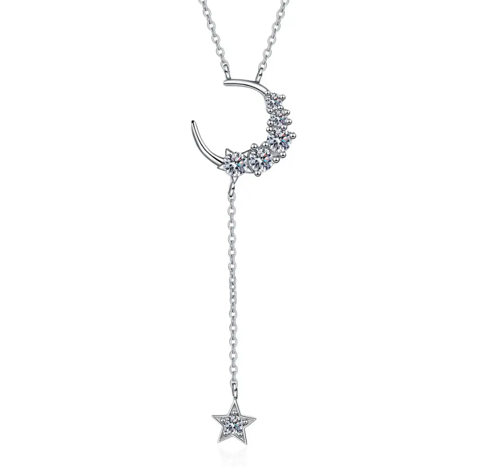 Moissanite Moon Necklace Cc's Permanent Jewelry Supply