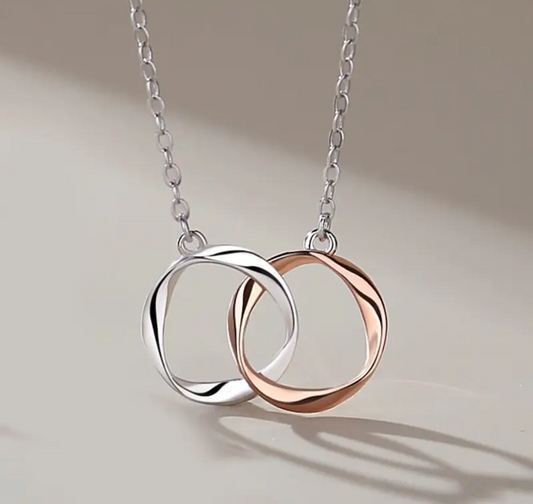 Interlocking Couples Necklaces in Black/Silver and Rose Gold/Silver. Set of 2 Cc's Permanent Jewelry Supply