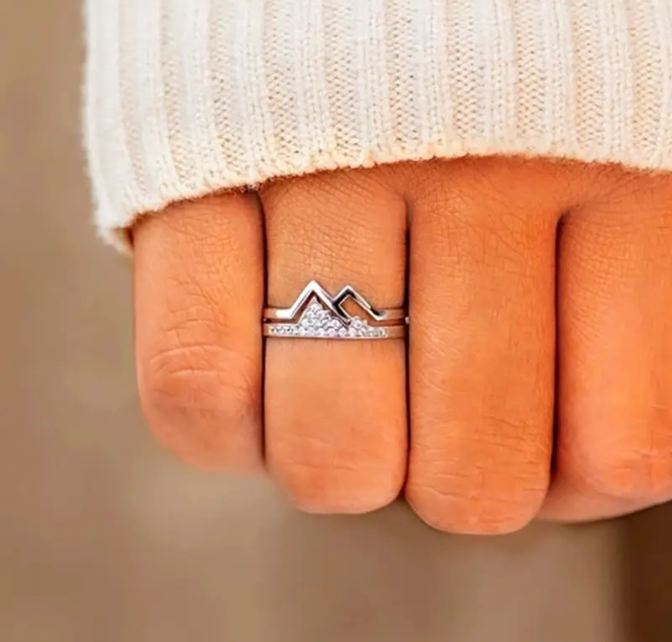 Mountain Stackable Ring in Sterling Silver Cc's Permanent Jewelry Supply