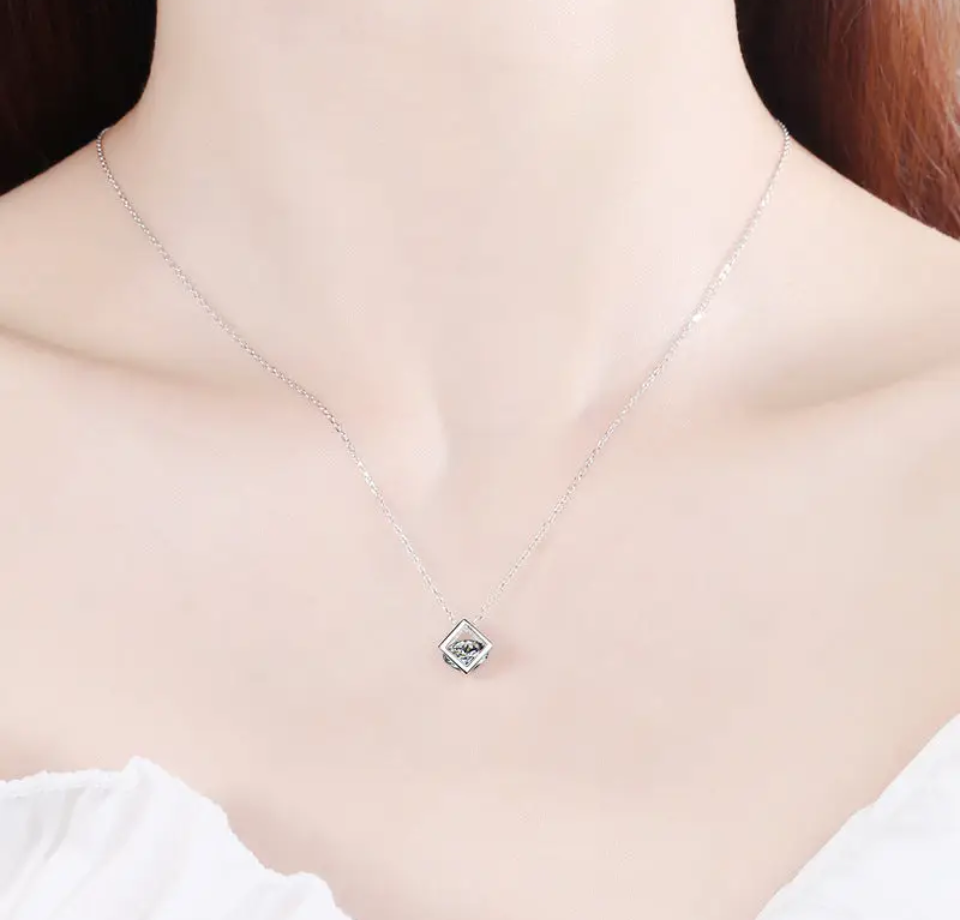 Magic Cube Moissanite Necklace. 1KT Faire