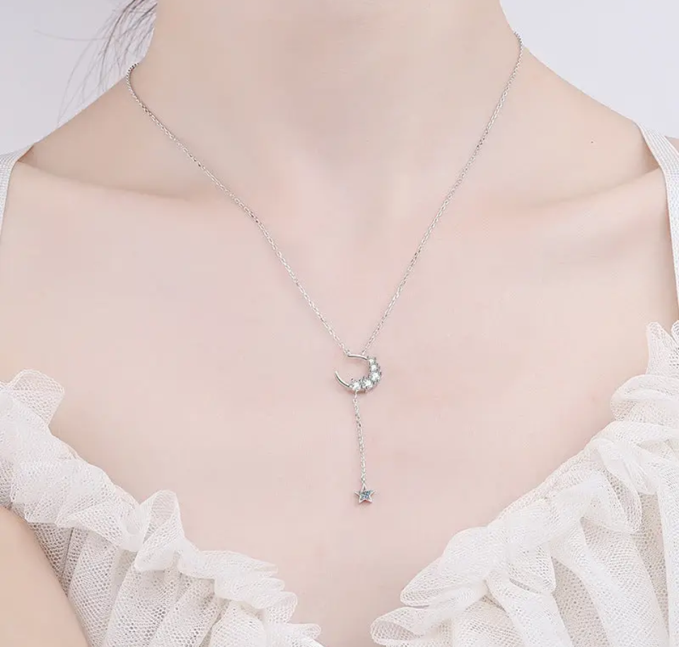 Moissanite Moon Necklace Cc's Permanent Jewelry Supply