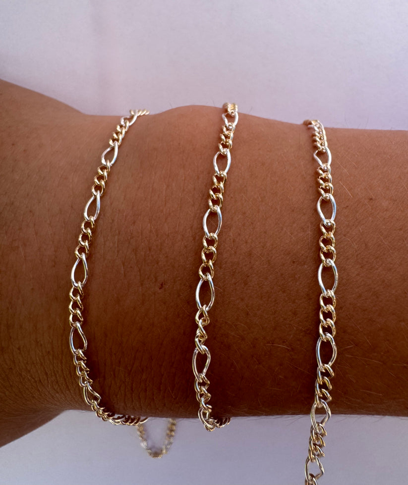 Two Toned Figaro Chain. Large. Priced per inch.. Cc's Permanent Jewelry Supply