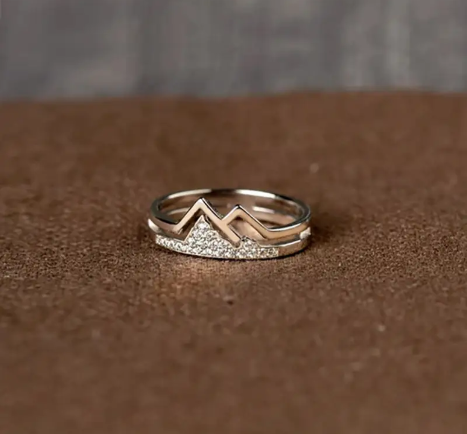 Mountain Stackable Ring in Sterling Silver Cc's Permanent Jewelry Supply