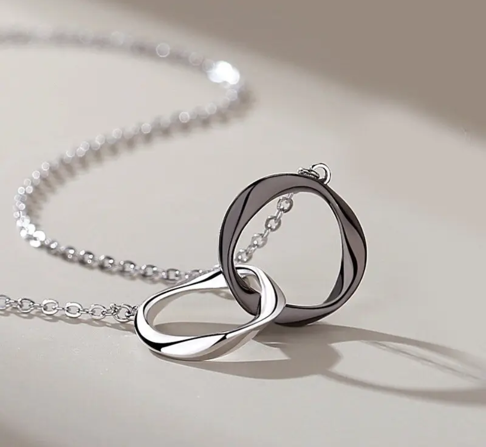 Interlocking Couples Necklaces in Black/Silver and Rose Gold/Silver. Set of 2 Cc's Permanent Jewelry Supply