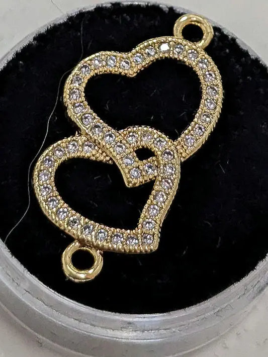 Double Heart Connector with Diamonds My Store