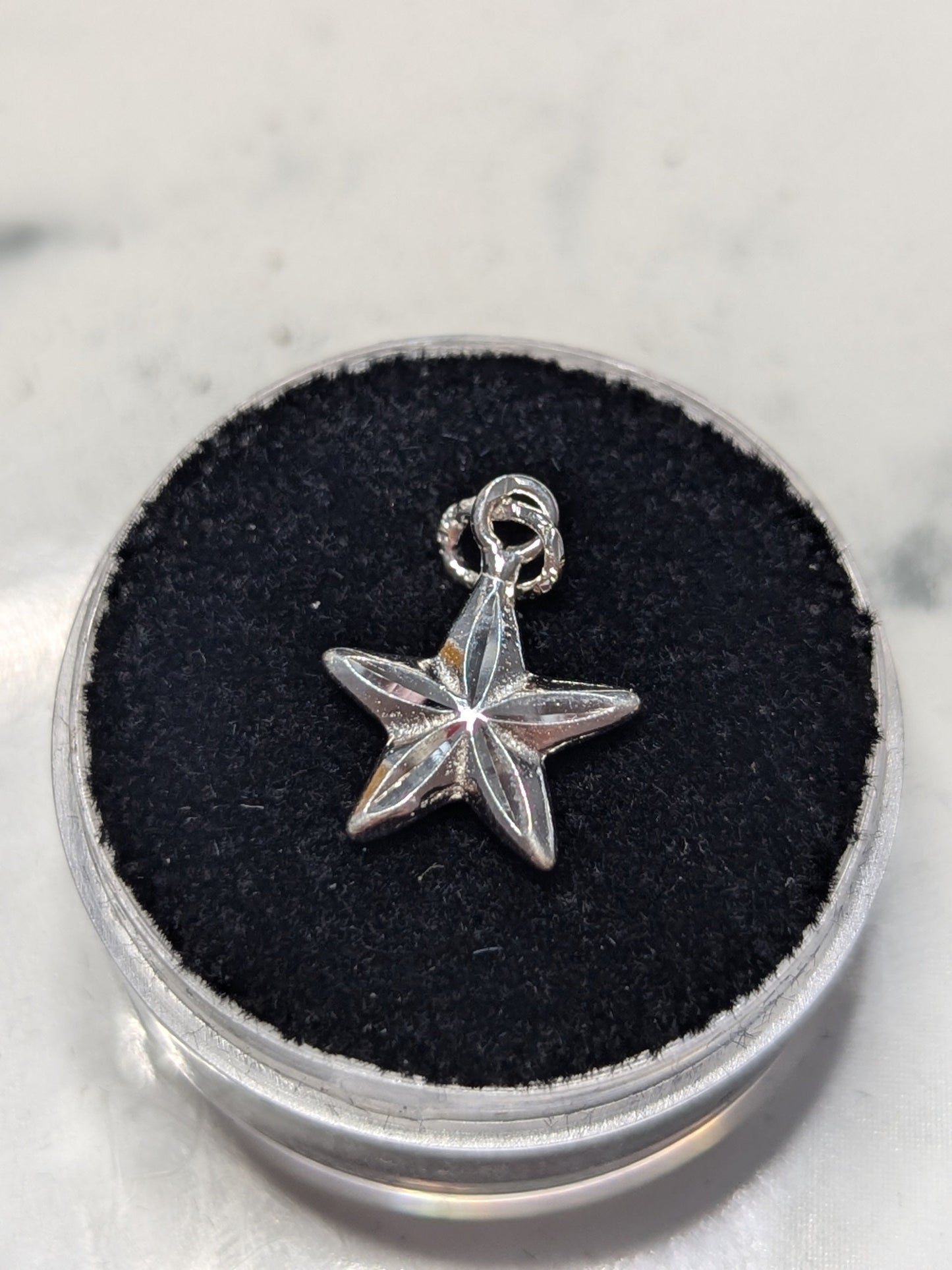 Sterling Silver Diamond Cut Star Charm My Store