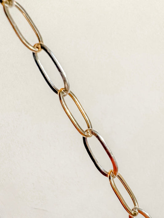 Two Toned Paper Clip Chain PJ Bestie